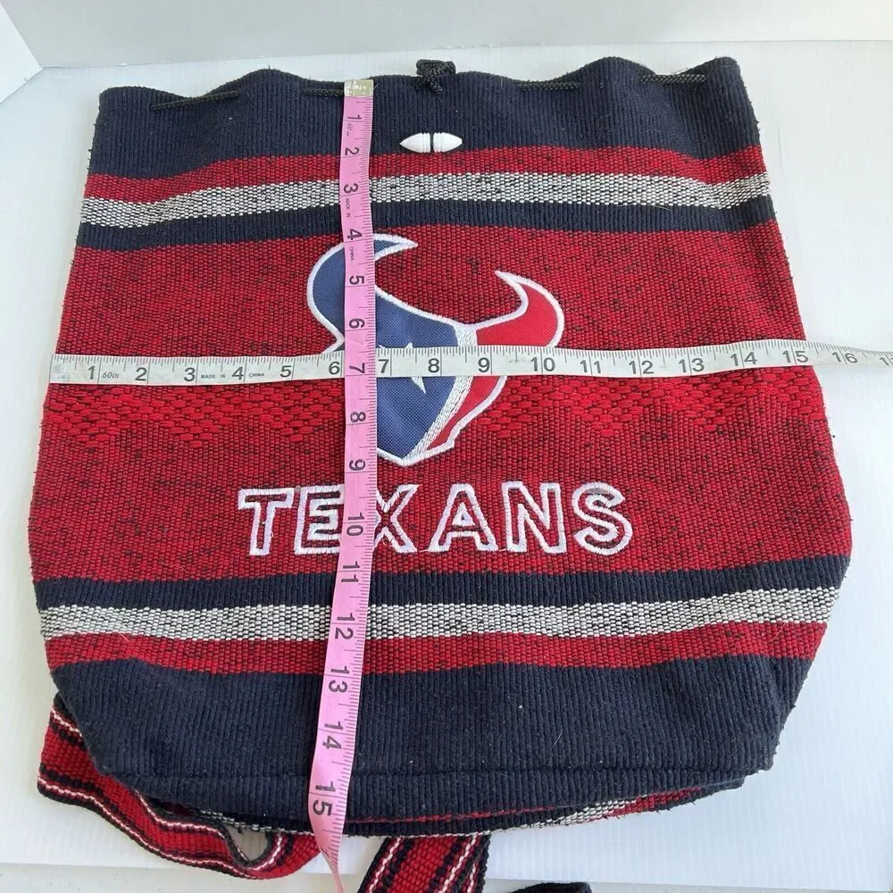 Houston Texans NFL Unisex Mexican Falza Blanket Drawstring Backpack Red / Navy